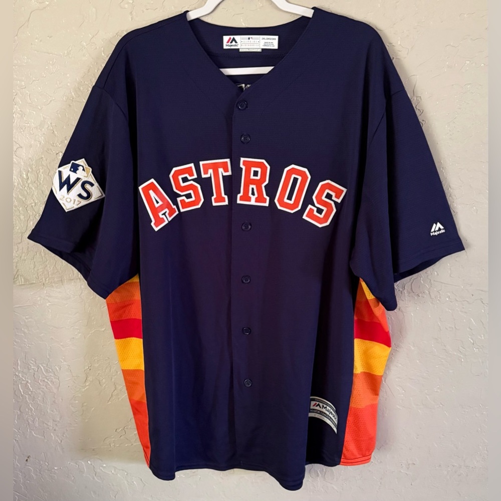 2017 World Series Champions Astros Jose Altuve Majestic Cool Base jersey 2XL